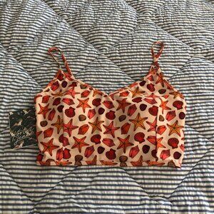 Kortni Jeane XL Seashells V’d Crop Top NWT